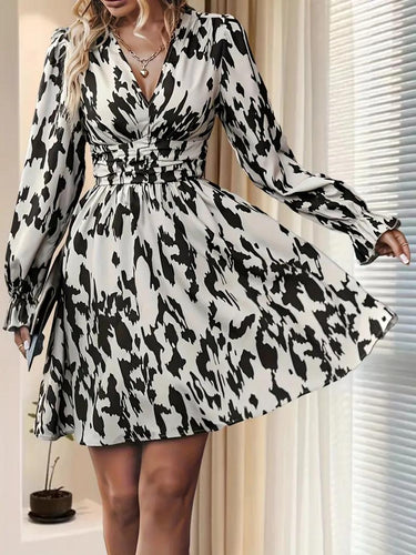 Shirred Dress Black and White
