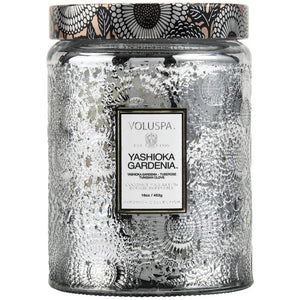 Japanese inspired embossed large glass jar coconut wax candle  