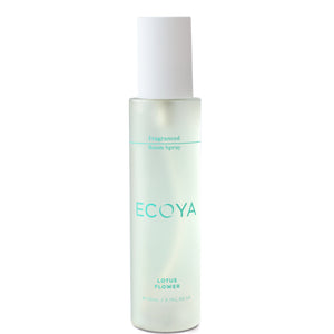 ecoya lotus flower fragranced room spray in frosted glass bottle
